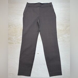 Maurices Pull On Skinny Ankle Black Tan Patterned Pants Med. Short Mid Rise NWT
